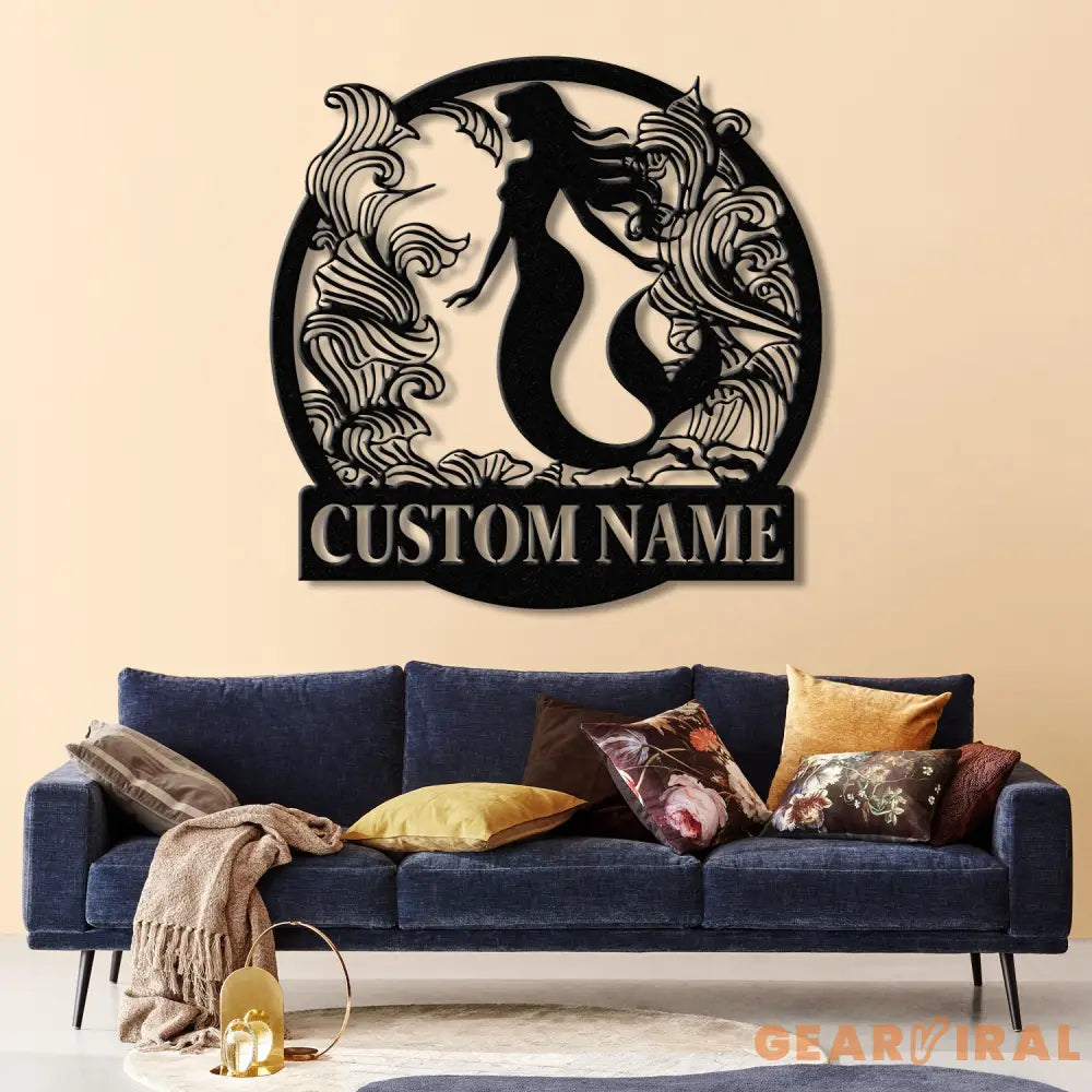 Mermaid Metal Sign with LED Lights Personalized Mermaid Wall Art Custom Metal Mermaid Wall Hanging for Home or Beach