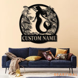Mermaid Metal Sign with LED Lights Personalized Mermaid Wall Art Custom Metal Mermaid Wall Hanging for Home or Beach