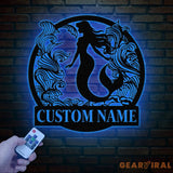 Mermaid Metal Sign with LED Lights Personalized Mermaid Wall Art Custom Metal Mermaid Wall Hanging for Home or Beach