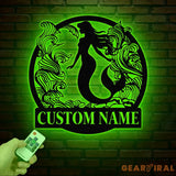 Mermaid Metal Sign with LED Lights Personalized Mermaid Wall Art Custom Metal Mermaid Wall Hanging for Home or Beach