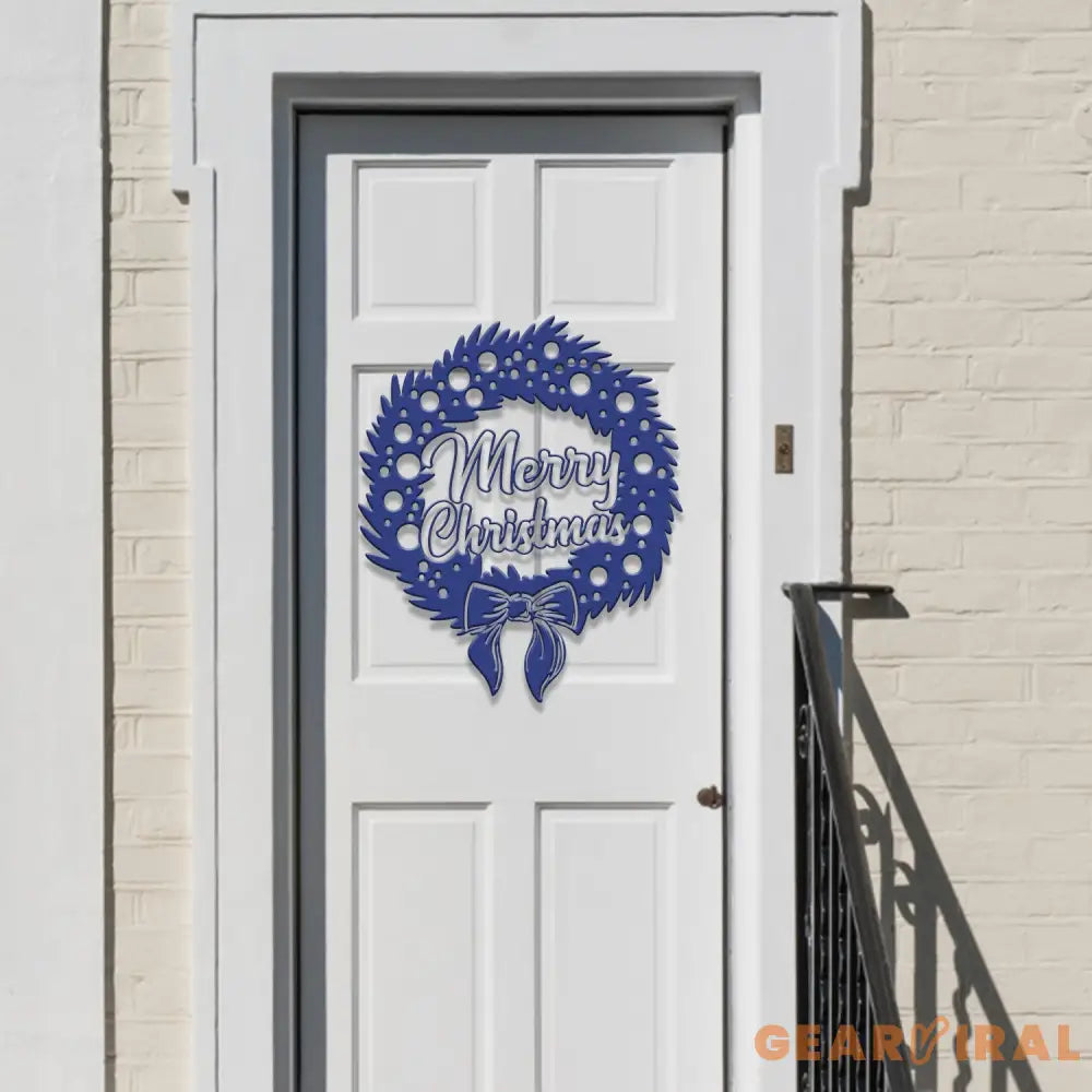 Merry Christmas Wreath Metal Sign Holiday Decor Merry Christmas Sign Christmas Wall Art Christmas Family Gift Winter