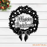 Merry Christmas Wreath Metal Sign Holiday Decor Merry Christmas Sign Christmas Wall Art Christmas Family Gift Winter