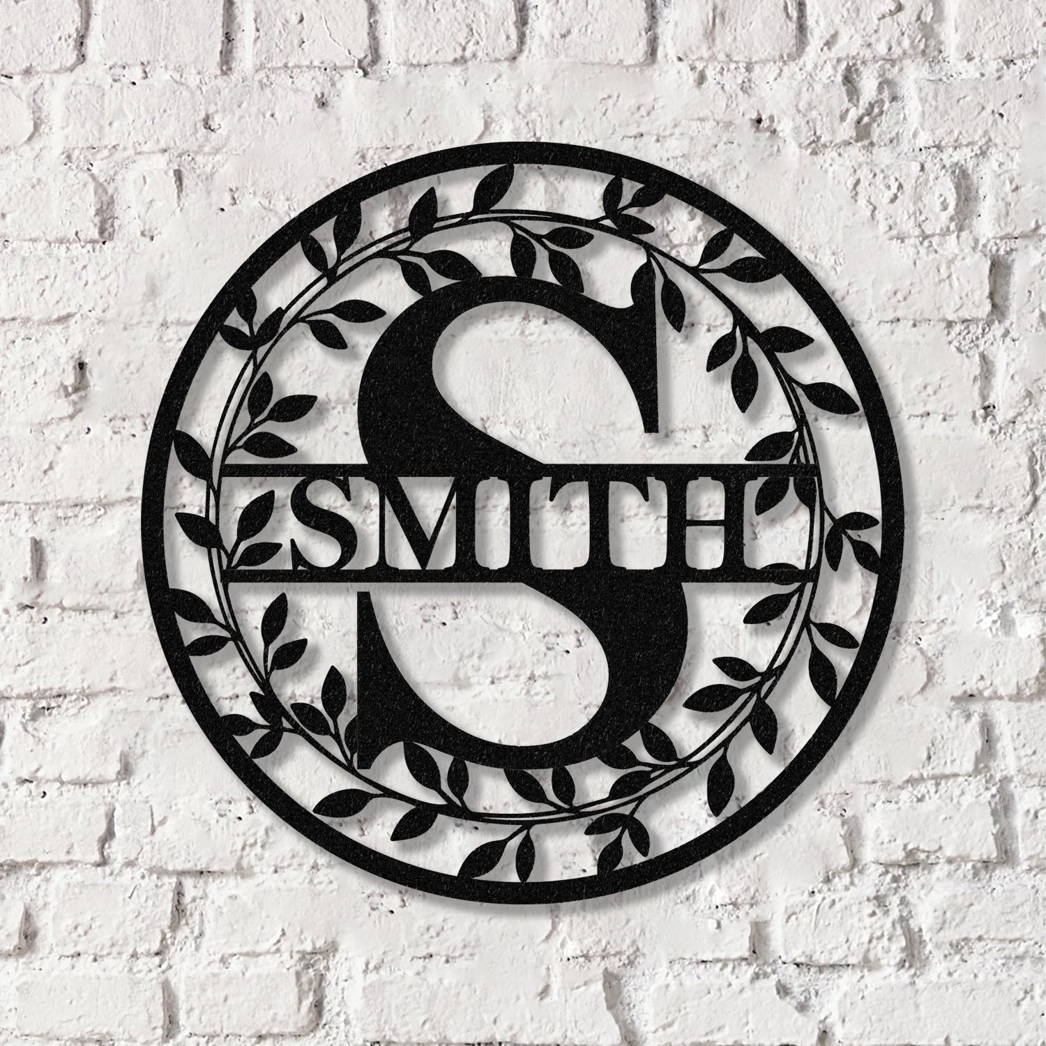 Metal Circle Letter Monogram with Vines, Wall Monogram Sign, Metal Wall Art LED Light - Gearviral