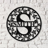 Metal Circle Letter Monogram with Vines, Wall Monogram Sign, Metal Wall Art LED Light - Gearviral