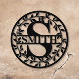 Metal Circle Letter Monogram with Vines, Wall Monogram Sign, Metal Wall Art LED Light - Gearviral