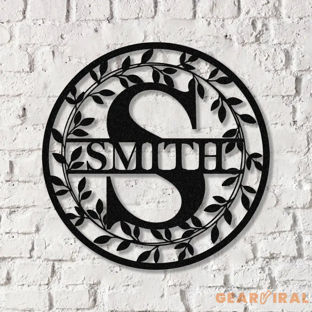 Metal Circle Letter Monogram with Vines Wall Monogram Sign Metal Wall Art LED Light - Gearviral
