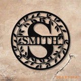 Metal Circle Letter Monogram with Vines Wall Monogram Sign Metal Wall Art LED Light - Gearviral