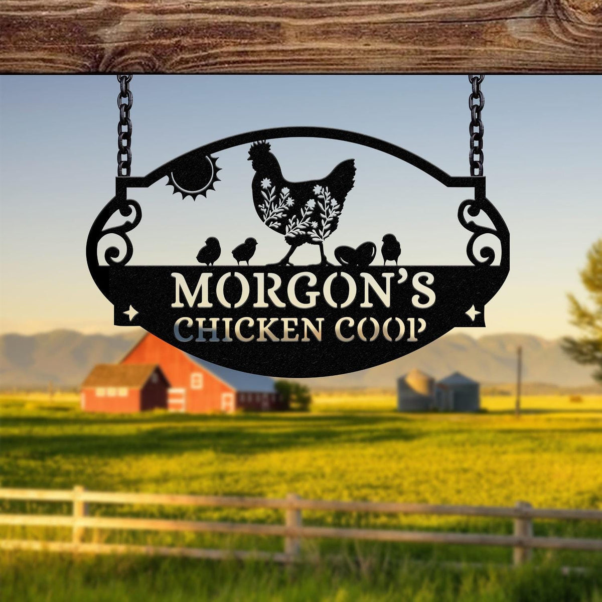 Metal Farm Sign, Personalized Farm Metal Sign, Rooster Metal Sign, Chicken Coop Sign, Farmhouse Decor, Family Name Last Name Metal Signs