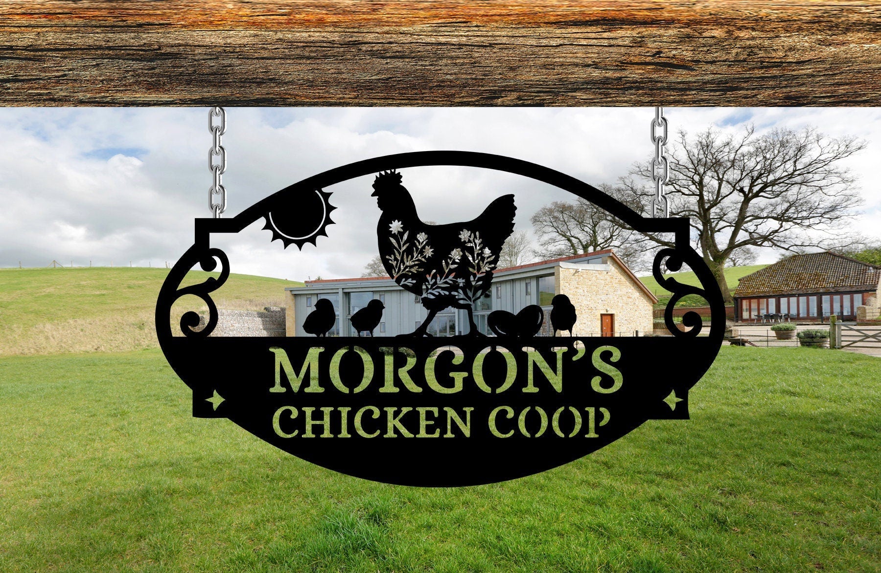 Metal Farm Sign, Personalized Farm Metal Sign, Rooster Metal Sign, Chicken Coop Sign, Farmhouse Decor, Family Name Last Name Metal Signs