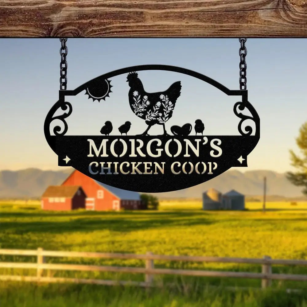 Metal Farm Sign Personalized Farm Metal Sign Rooster Metal Sign Chicken Coop Sign Farmhouse Decor Family Name Last Name