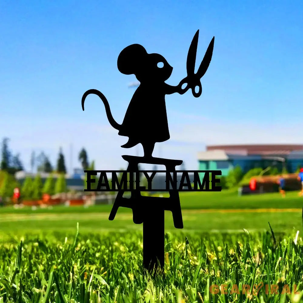 Metal Garden Stake Silhouette Mouse With Scissors Design - Perfect Housewarming Gift for Pet Lovers - Family Gift