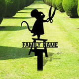 Metal Garden Stake Silhouette Mouse With Scissors Design - Perfect Housewarming Gift for Pet Lovers - Family Gift