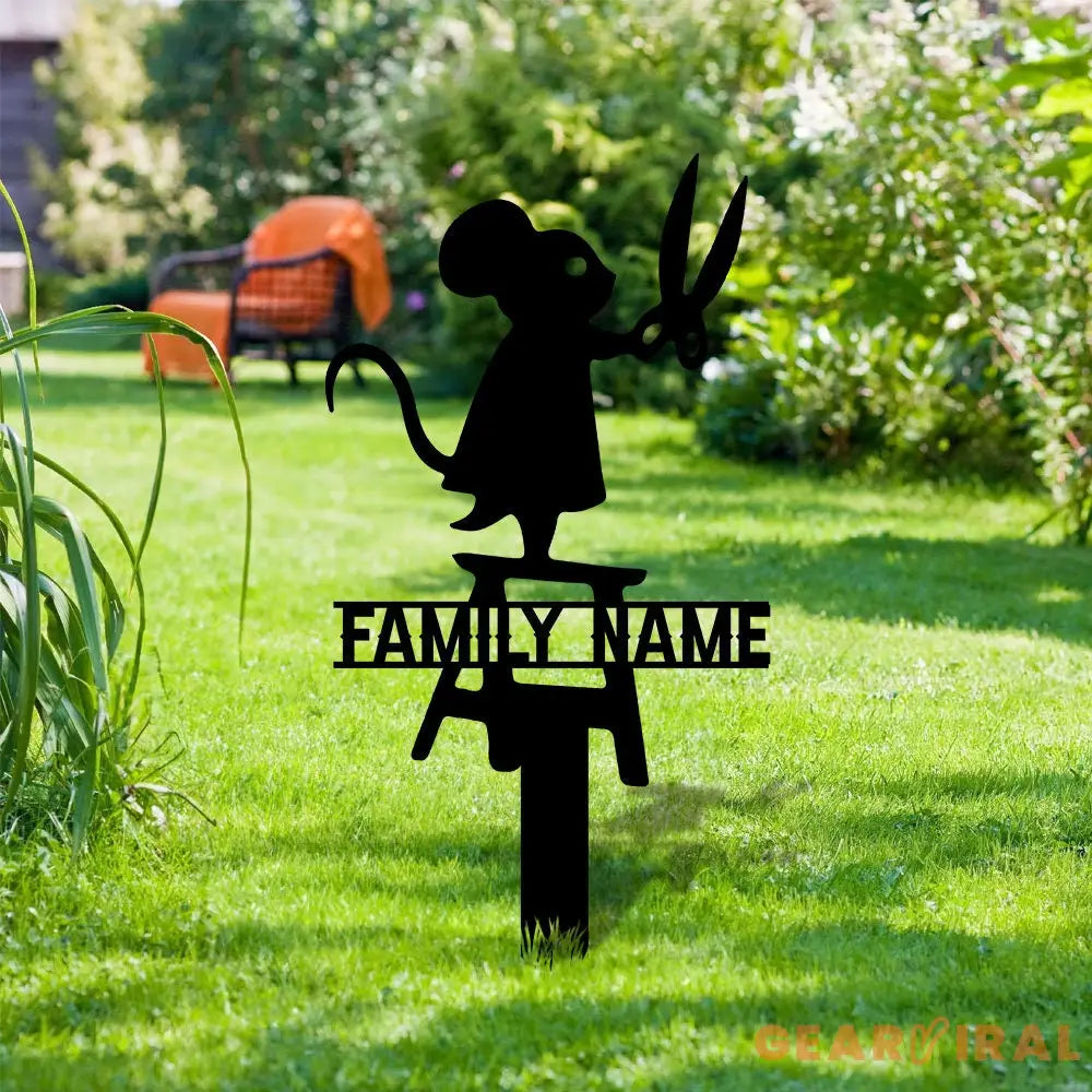 Metal Garden Stake Silhouette Mouse With Scissors Design - Perfect Housewarming Gift for Pet Lovers - Family Gift