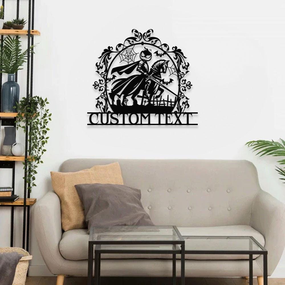 Metal Halloween Headless Horseman Sign with Led Light, Happy Halloween Metal Sign, Scary, Spooky Sign, Halloween Party Decor, Halloween Gift