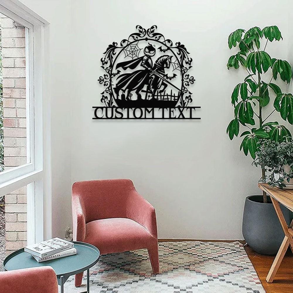 Metal Halloween Headless Horseman Sign with Led Light, Happy Halloween Metal Sign, Scary, Spooky Sign, Halloween Party Decor, Halloween Gift