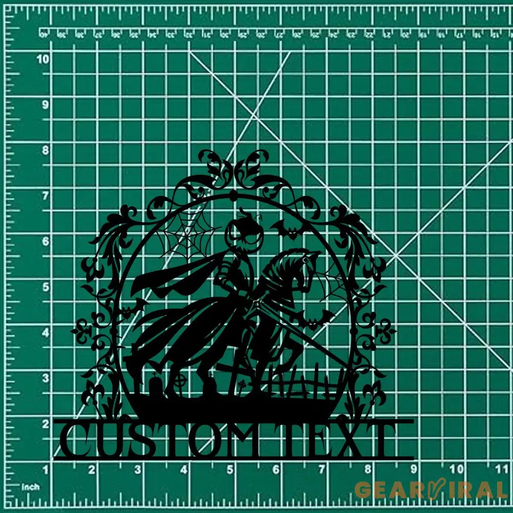 Metal Halloween Headless Horseman Sign with Led Light Happy Halloween Metal Sign Scary Spooky Sign Halloween Party