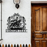 Metal Halloween Headless Horseman Sign with Led Light Happy Halloween Metal Sign Scary Spooky Sign Halloween Party