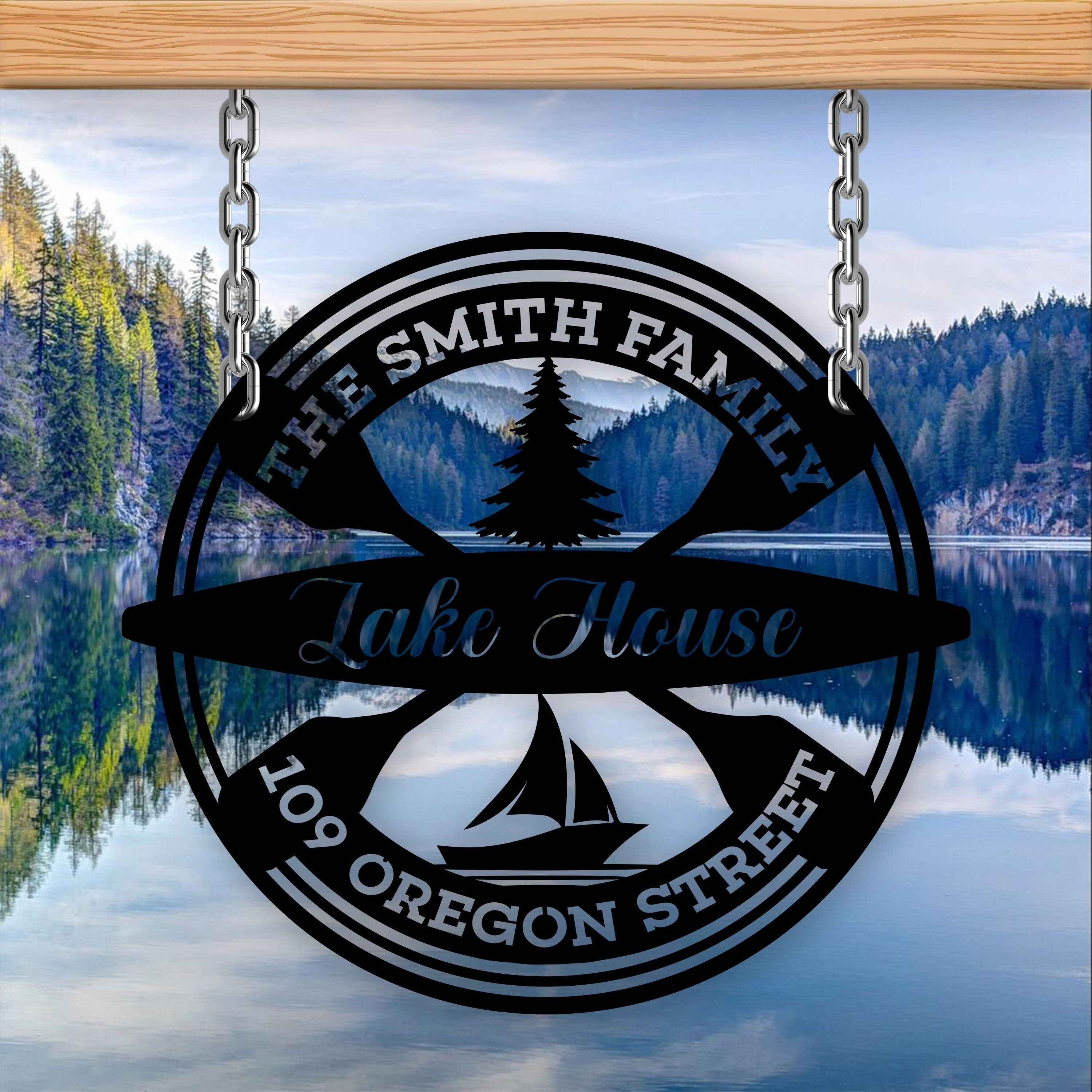 Metal Lake House Sign, Lake Sign, Lakehouse Sign, Beachhouse Sign, Address Sign, River House Sign, Custom Lake Sign, Lake House Decor