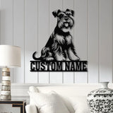 Metal Schnauzer Sign with LED Light Custom Schnauzer Dog Decor Personalized Dog House Sign Schnauzer Metal Wall Art Pet
