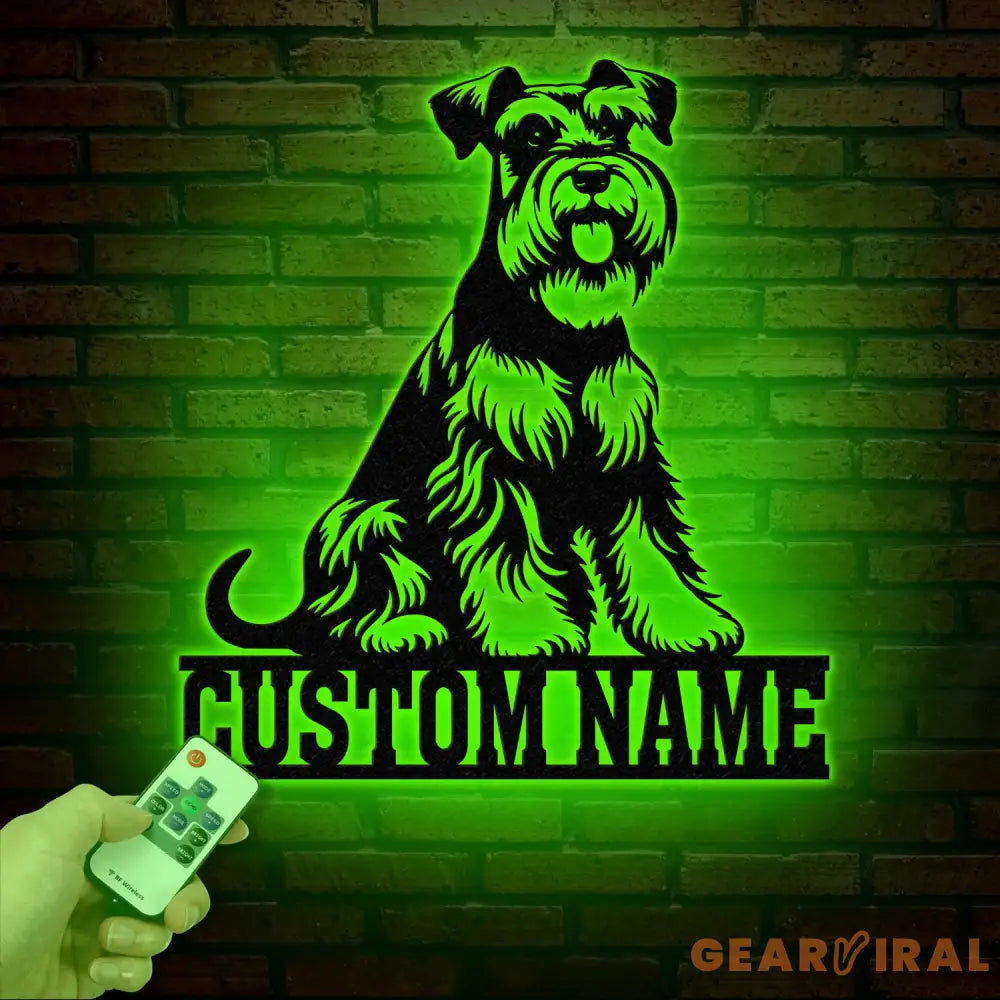 Metal Schnauzer Sign with LED Light Custom Schnauzer Dog Decor Personalized Dog House Sign Schnauzer Metal Wall Art Pet