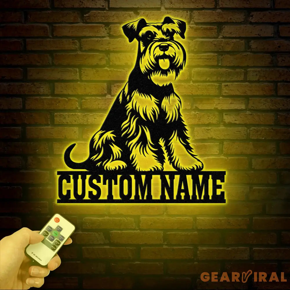Metal Schnauzer Sign with LED Light Custom Schnauzer Dog Decor Personalized Dog House Sign Schnauzer Metal Wall Art Pet