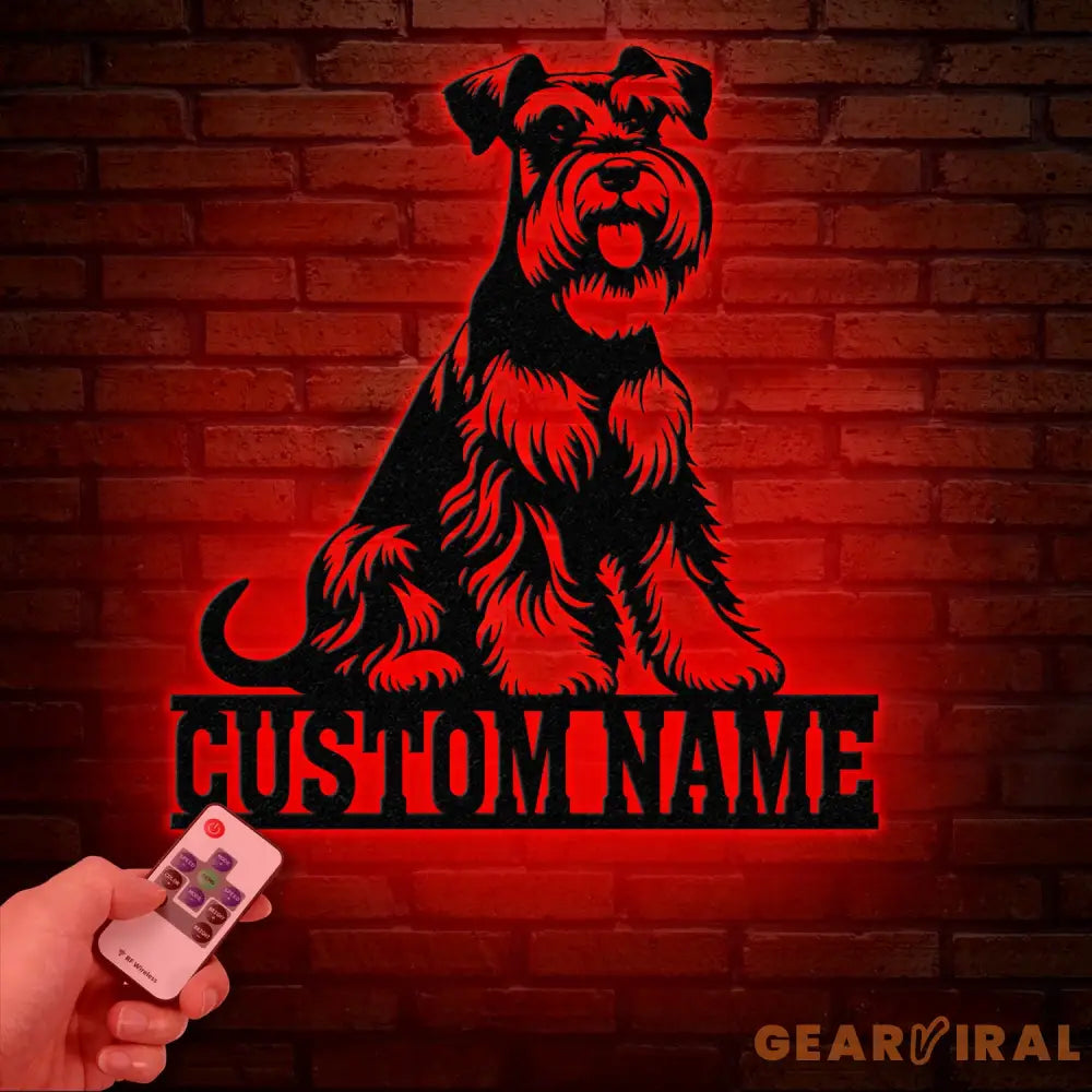 Metal Schnauzer Sign with LED Light Custom Schnauzer Dog Decor Personalized Dog House Sign Schnauzer Metal Wall Art Pet