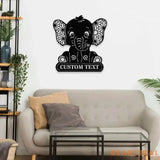 Metal Sign Baby Elephant Name Sign Elephant Name LED Lights Elephant Sign Outdoor Door Elephant Elephant Room Name