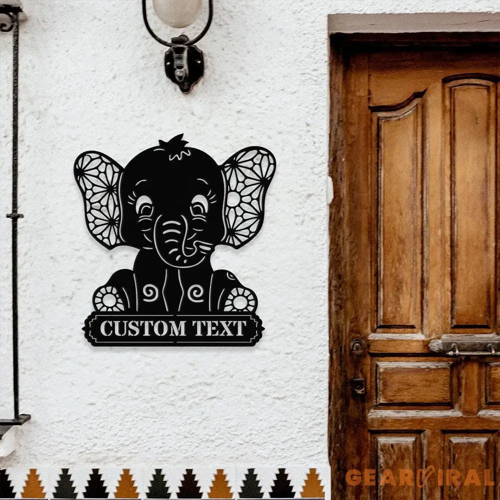 Metal Sign Baby Elephant Name Sign Elephant Name LED Lights Elephant Sign Outdoor Door Elephant Elephant Room Name