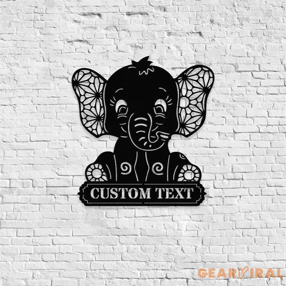Metal Sign Baby Elephant Name Sign Elephant Name LED Lights Elephant Sign Outdoor Door Elephant Elephant Room Name
