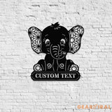Metal Sign Baby Elephant Name Sign Elephant Name LED Lights Elephant Sign Outdoor Door Elephant Elephant Room Name