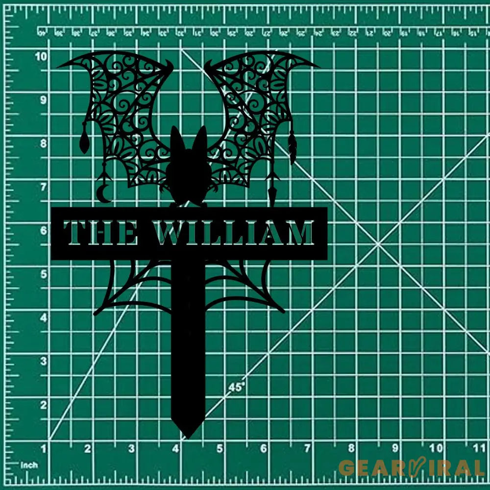 Metal Sign Bat Halloween Name Sign Personalized Name LED Lights Halloween Sign Outdoor Door Monogram Halloween Metal