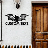 Metal Sign Bat Halloween Name Sign Personalized Name LED Lights Halloween Sign Outdoor Door Monogram Halloween Metal
