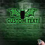 Metal Sign Bat Halloween Name Sign, Personalized Name LED Lights, Halloween Sign, Outdoor Door Monogram, Halloween Metal sign