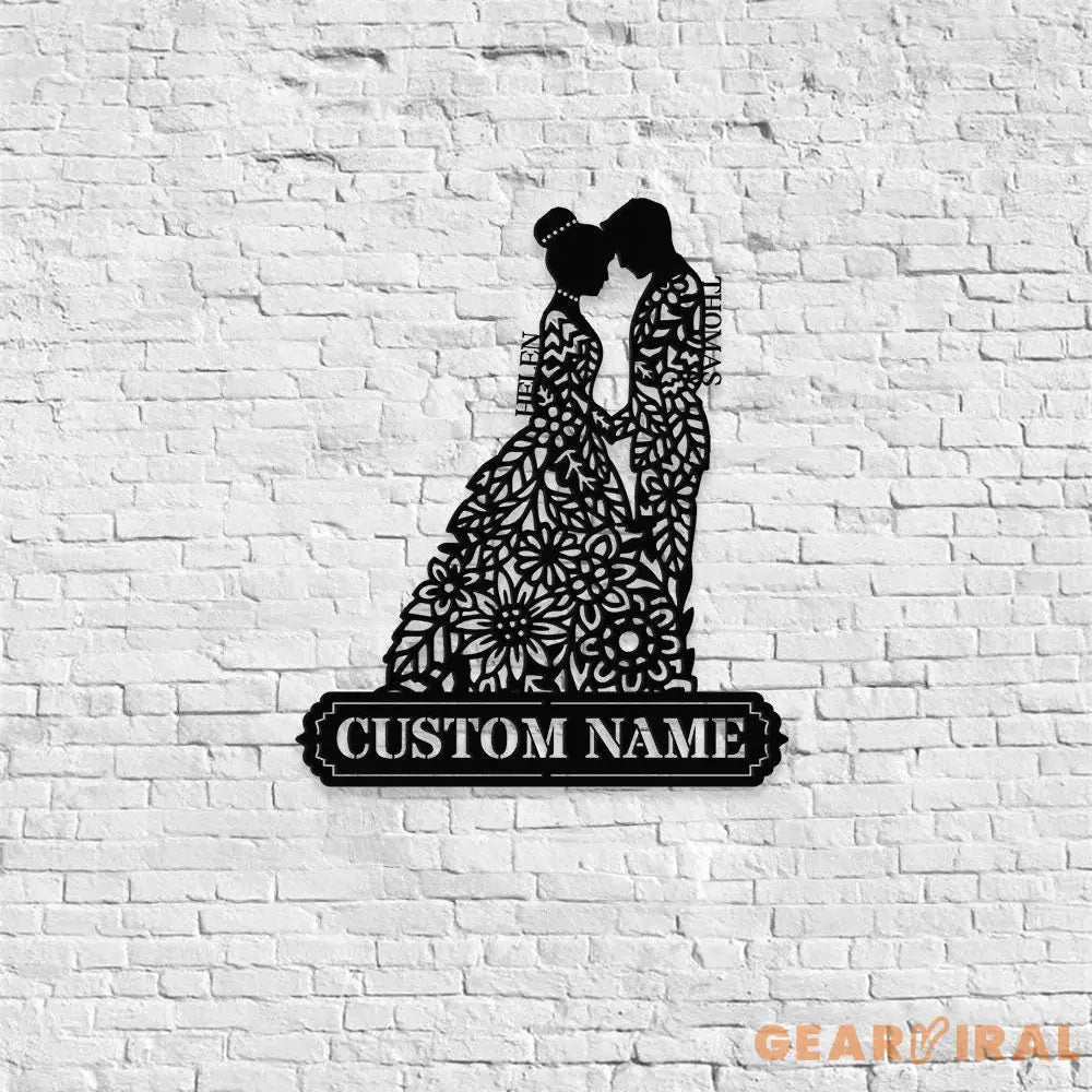 Metal Sign Bride and Groom Name Sign Personalized Name LED Lights Wedding Sign Outdoor Door Monogram Wedding Metal sign