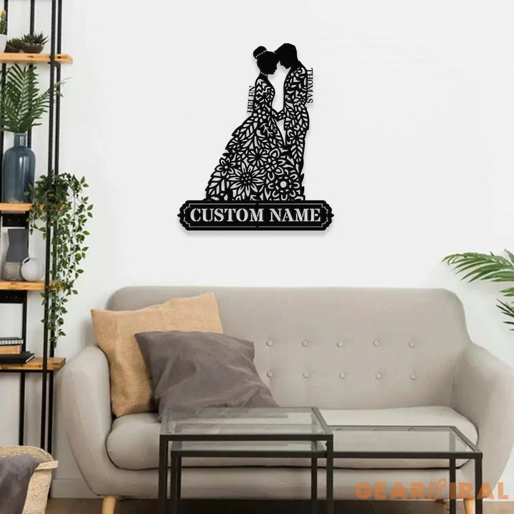 Metal Sign Bride and Groom Name Sign Personalized Name LED Lights Wedding Sign Outdoor Door Monogram Wedding Metal sign