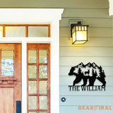 Metal Sign Christmas Bear Family Name Sign Personalized Split Letter Last Name Bear Sign Outdoor Door Bear Monogram