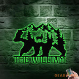 Metal Sign Christmas Bear Family Name Sign Personalized Split Letter Last Name Bear Sign Outdoor Door Bear Monogram