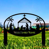 Metal Sign Christmas Nativity Yard Stake Personalized Family Name Yard Sign Garden Decor,Gift for Garden Lovers Gift