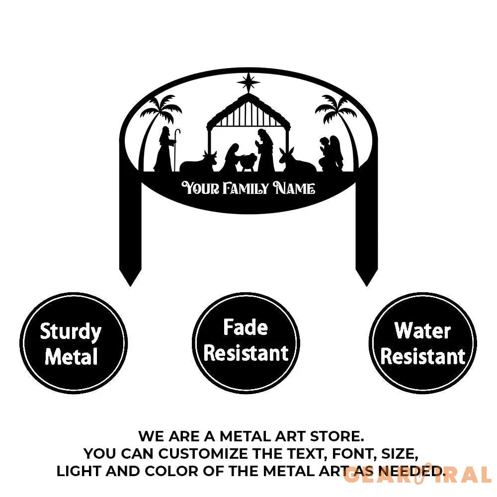 Metal Sign Christmas Nativity Yard Stake Personalized Family Name Yard Sign Garden Decor,Gift for Garden Lovers Gift