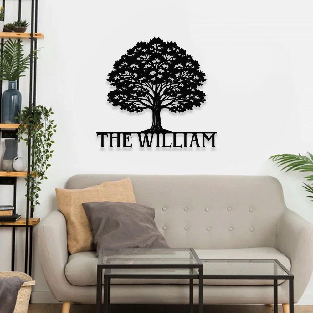 Metal Sign Family Name Life Tree Name Sign, Personalized Split Letter Last Name, Halloween Sign, Outdoor Door Monogram