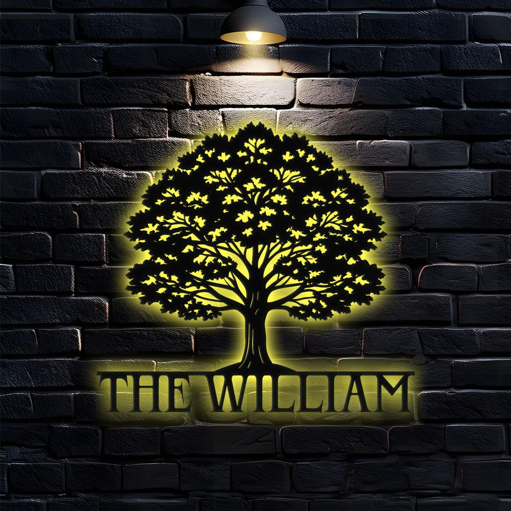 Metal Sign Family Name Life Tree Name Sign, Personalized Split Letter Last Name, Halloween Sign, Outdoor Door Monogram