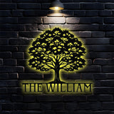Metal Sign Family Name Life Tree Name Sign, Personalized Split Letter Last Name, Halloween Sign, Outdoor Door Monogram