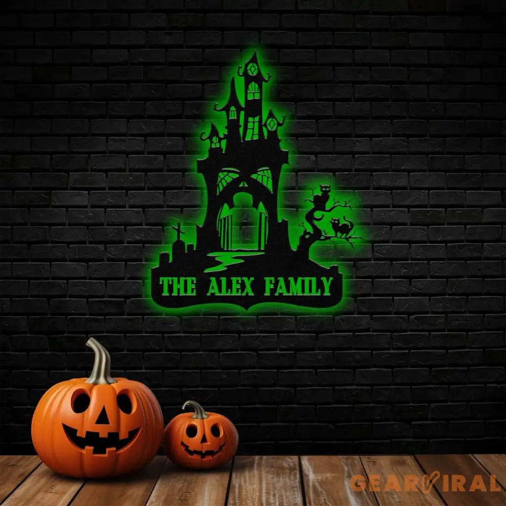 Metal Sign Hallloween House Halloween Name Sign Personalized Name LED Lights Halloween Sign Outdoor Door Monogram