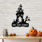 Metal Sign Hallloween House Halloween Name Sign Personalized Name LED Lights Halloween Sign Outdoor Door Monogram