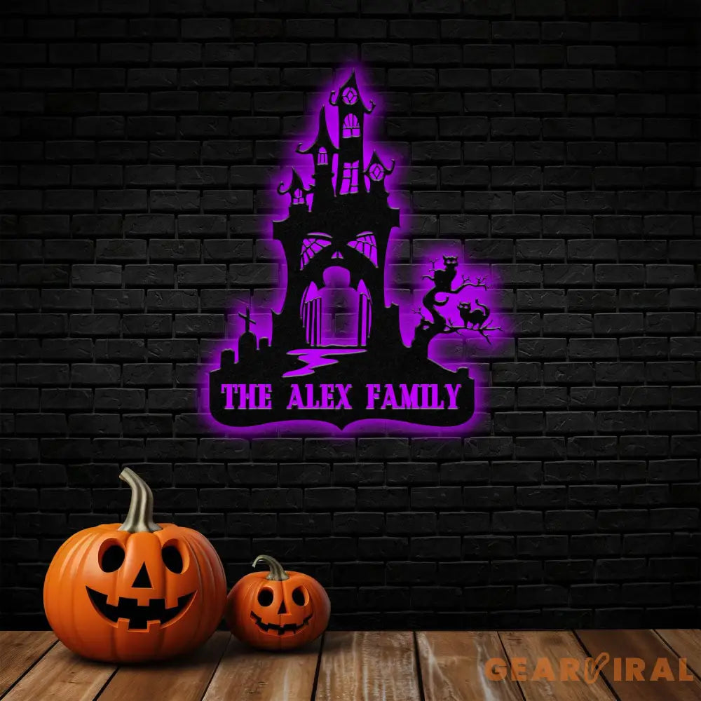 Metal Sign Hallloween House Halloween Name Sign Personalized Name LED Lights Halloween Sign Outdoor Door Monogram