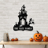 Metal Sign Hallloween House Halloween Name Sign, Personalized Name LED Lights, Halloween Sign, Outdoor Door Monogram, Halloween Metal sign