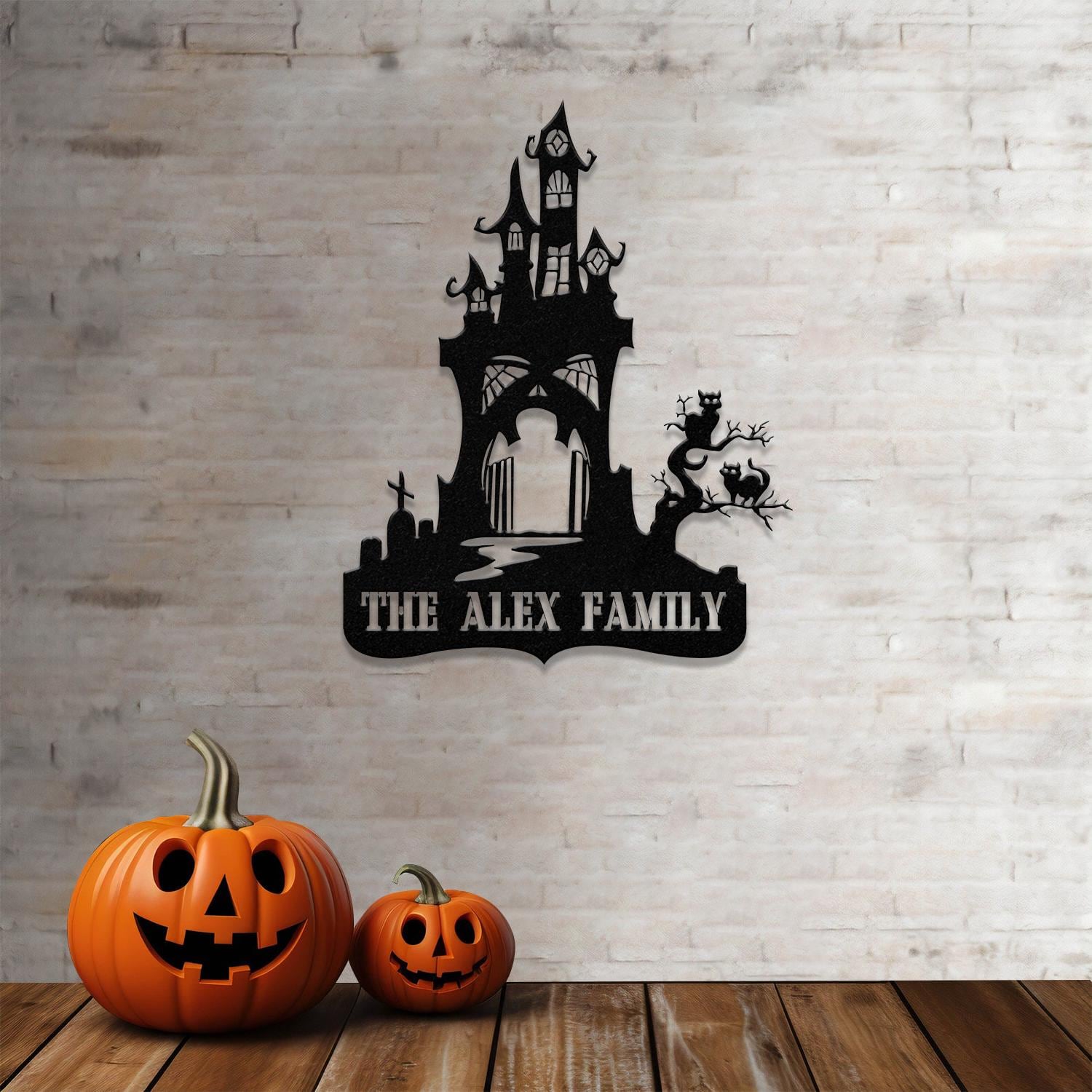 Metal Sign Hallloween House Halloween Name Sign, Personalized Name LED Lights, Halloween Sign, Outdoor Door Monogram, Halloween Metal sign