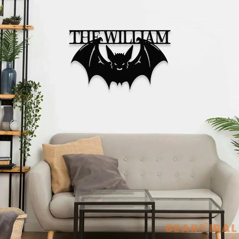 Metal Sign Halloween Bat Decorative Name Sign Personalized Split Letter Last Name Halloween Sign Outdoor Door Monogram