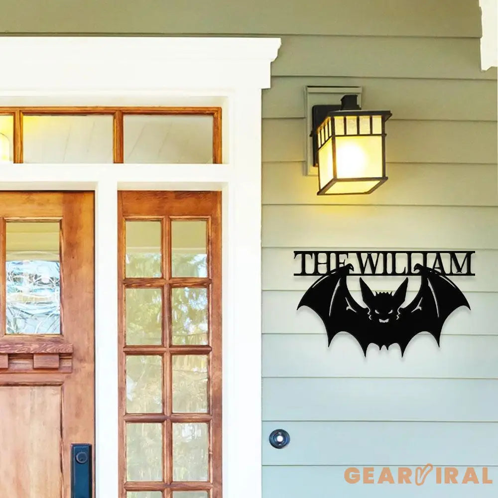 Metal Sign Halloween Bat Decorative Name Sign Personalized Split Letter Last Name Halloween Sign Outdoor Door Monogram