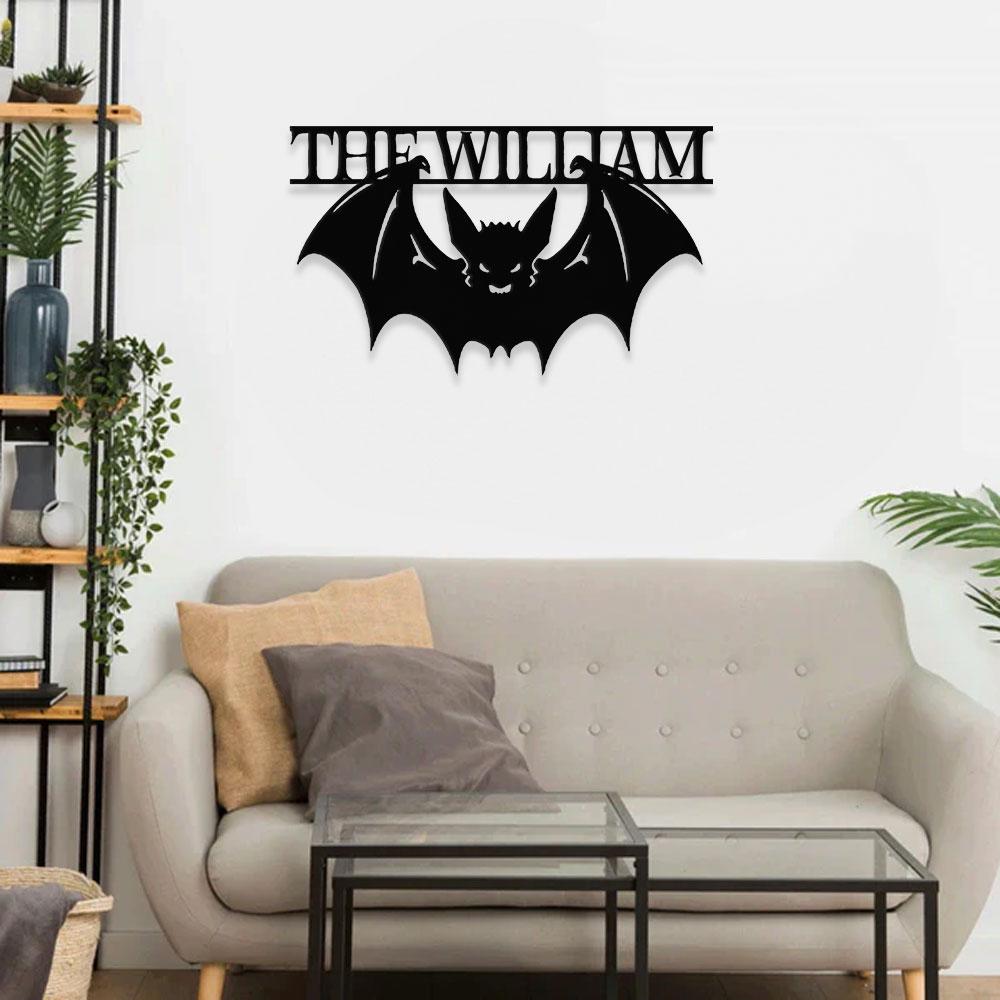 Metal Sign Halloween Bat Decorative Name Sign, Personalized Split Letter Last Name, Halloween Sign, Outdoor Door Monogram